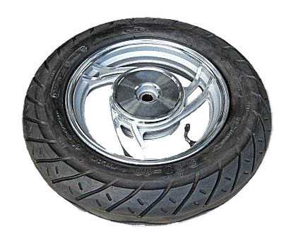 Tyre on rear alloy rim 3.50 X 10